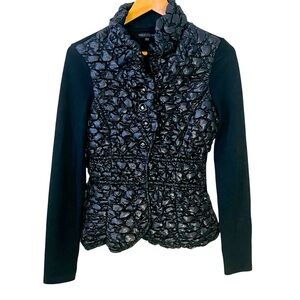 Robert Kitchen Canada Black Ponte Knit and Puffy Nylon Jacket Size Medium